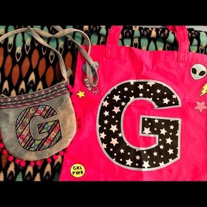 Justice - G tote and small denim purse